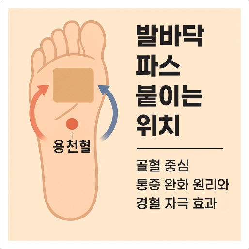 발바닥 파스 붙이는 위치 – 골열 중심 통증 완화 원리와 경혈 자극 효과까지