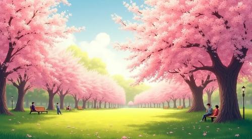 봄꽃-봄-벤치-사람들