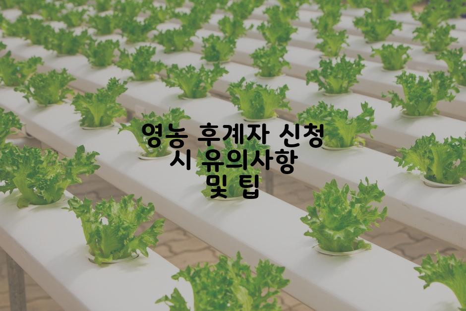 영농 후계자 신청 시 유의사항 및 팁