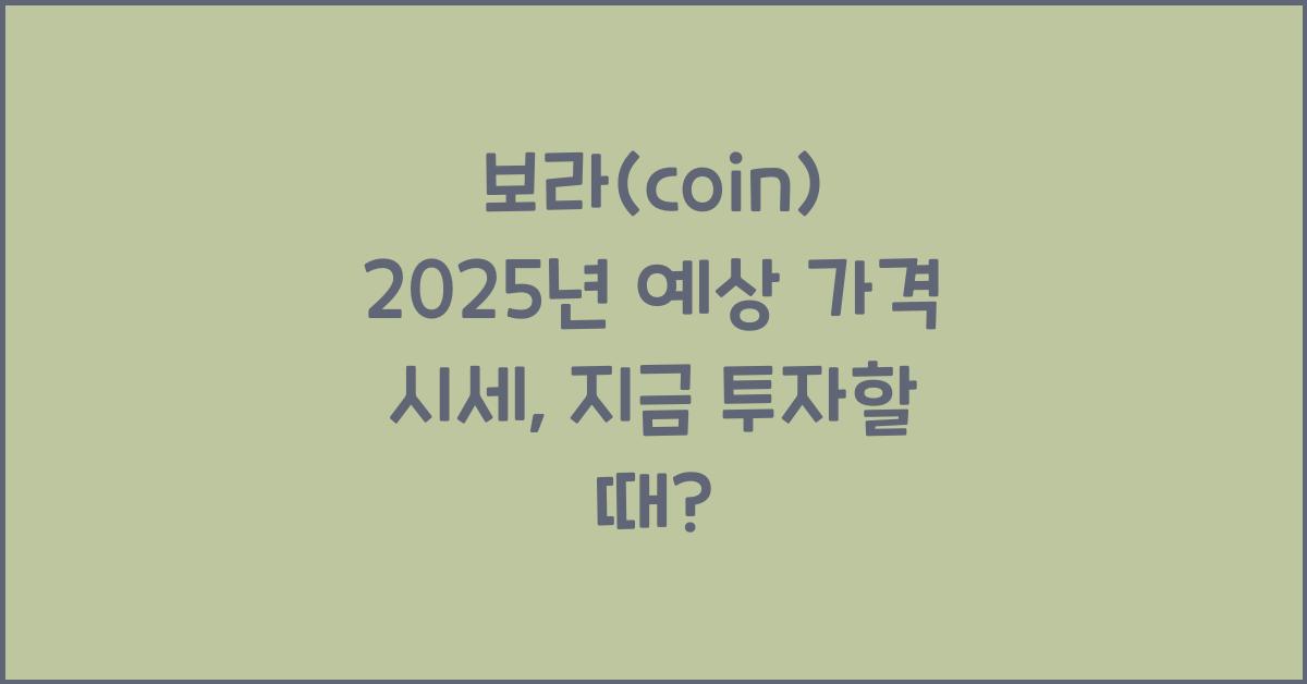 보라(coin) 2025년 예상 가격 시세
