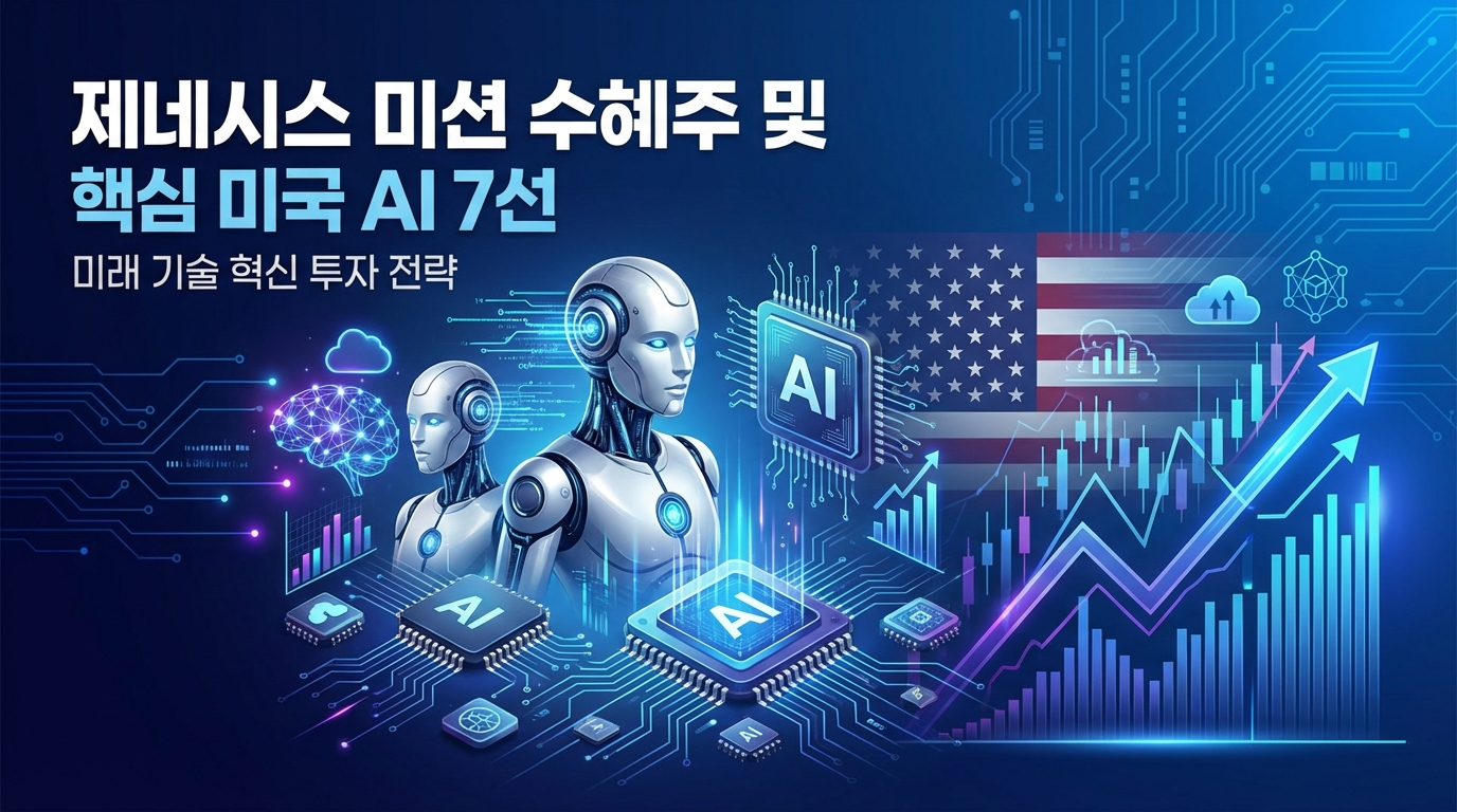 제네시스 미션 수혜주 완벽 가이드! 트럼프 AI 국가 프로젝트 핵심 24개 기업과 미국 AI 핵심주 7선(엔비디아, 팔란티어, 브로드컴, AMD) 티커 총정리. 에너지 인프라 수혜주, 반도체 장비 연계 종목까지 투자 전략 분석