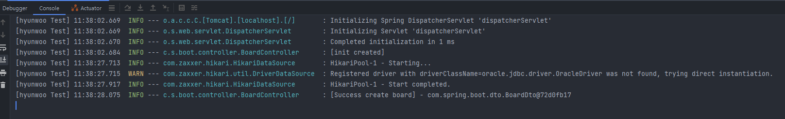 Registered driver with driverClassName=oracle.jdbc.driver.OracleDriver was not found, trying direct instantiation.