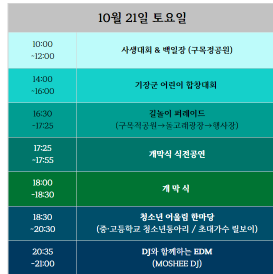  정관생태하천 학습문화축제 프로그램