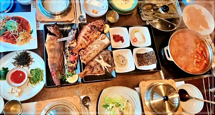 부천, 상동 맛집 470도 대형 화덕 5종 생선 구이, 묵은지 짜글이 전골