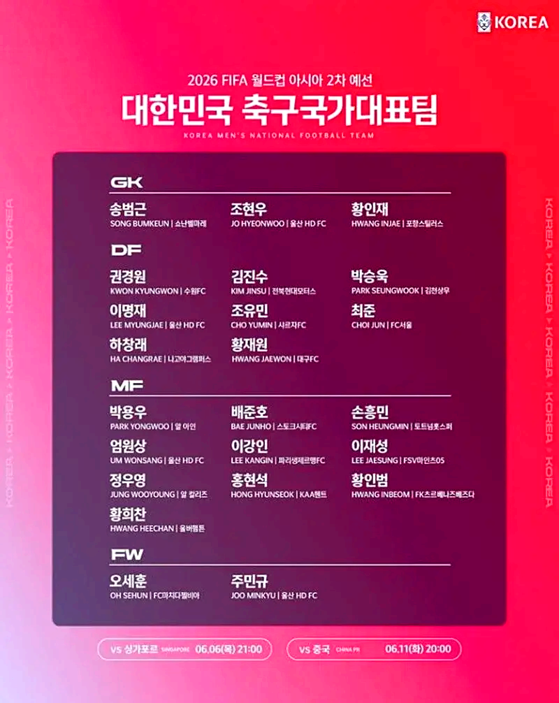 A매치 명단