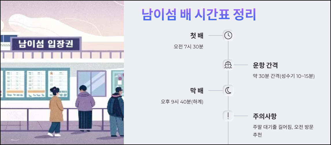 남이섬 배 시간표 정리