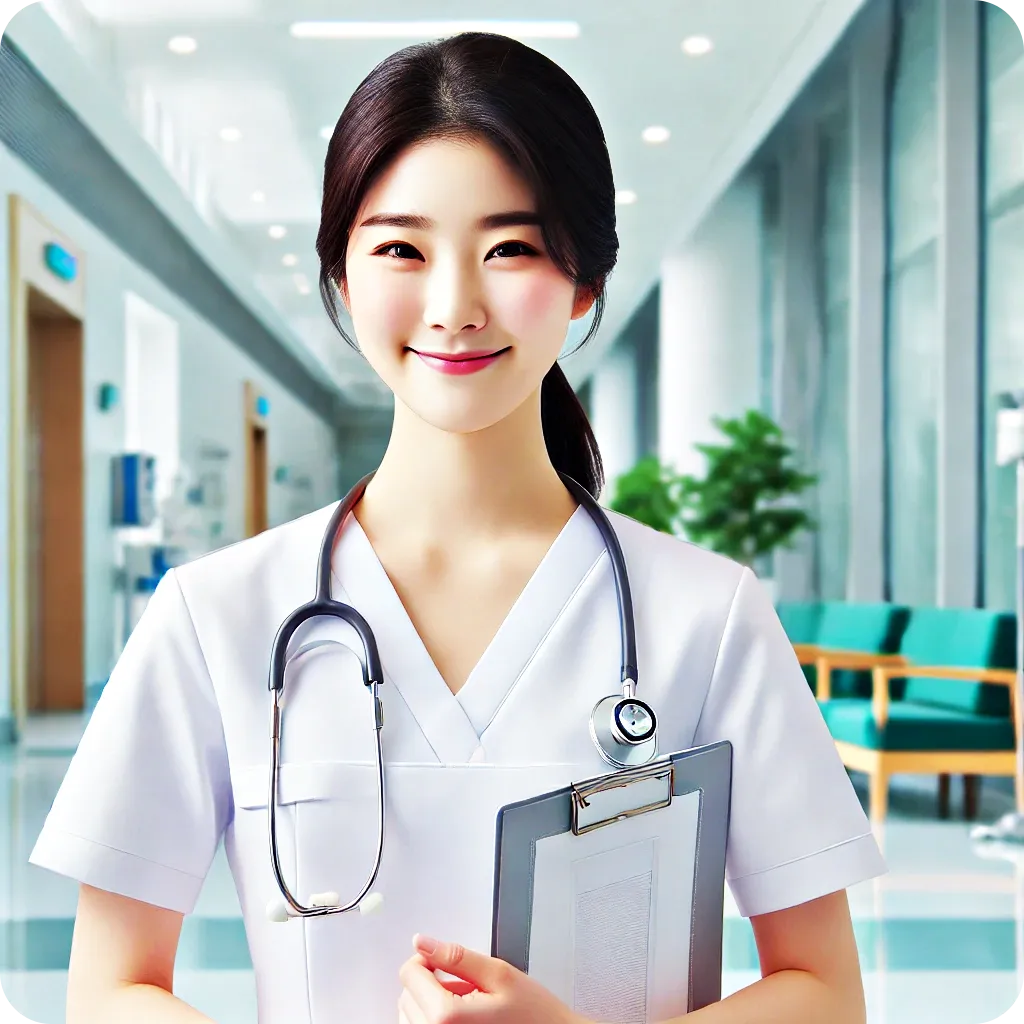 병원복도에서-미소짓고있는-간호사