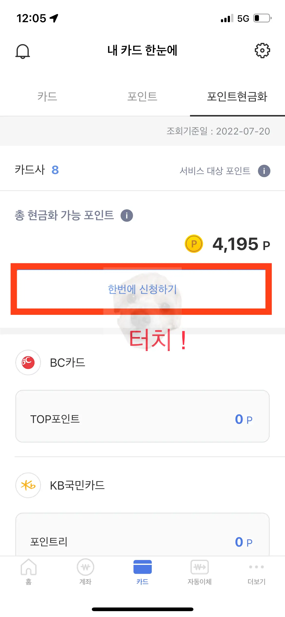 포인트 한번에 조회한 사진