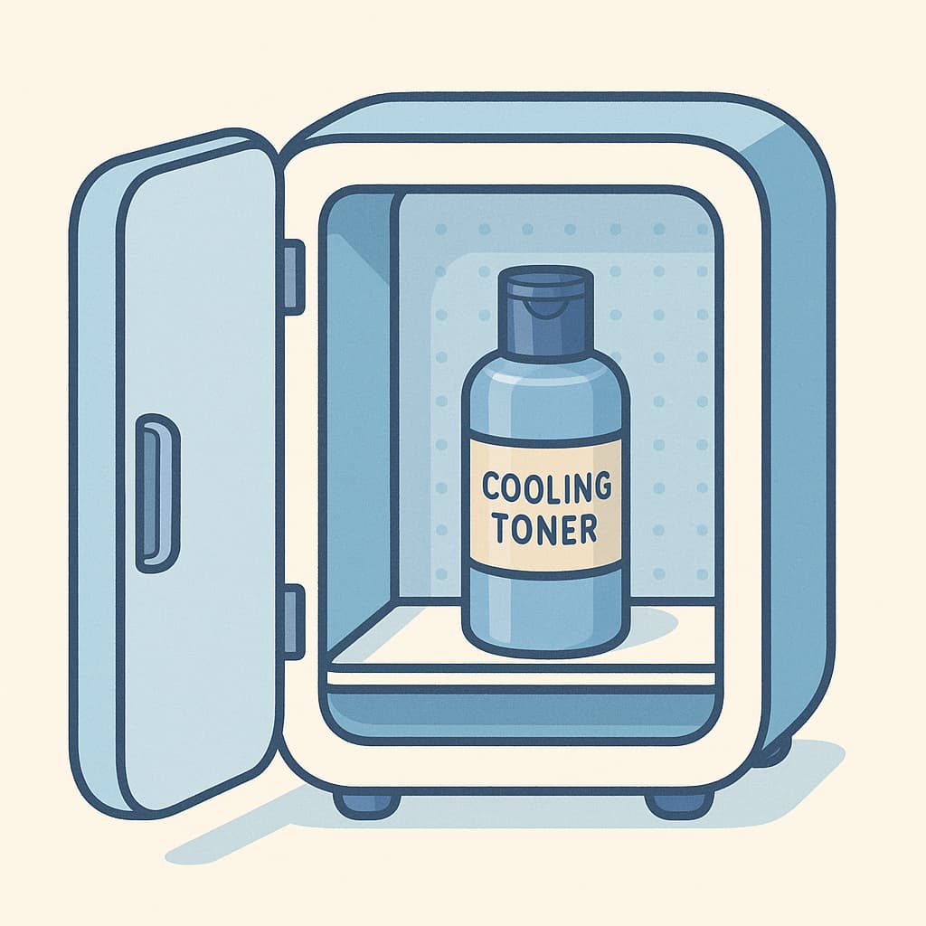 화장품 냉장고에 보관된 토너