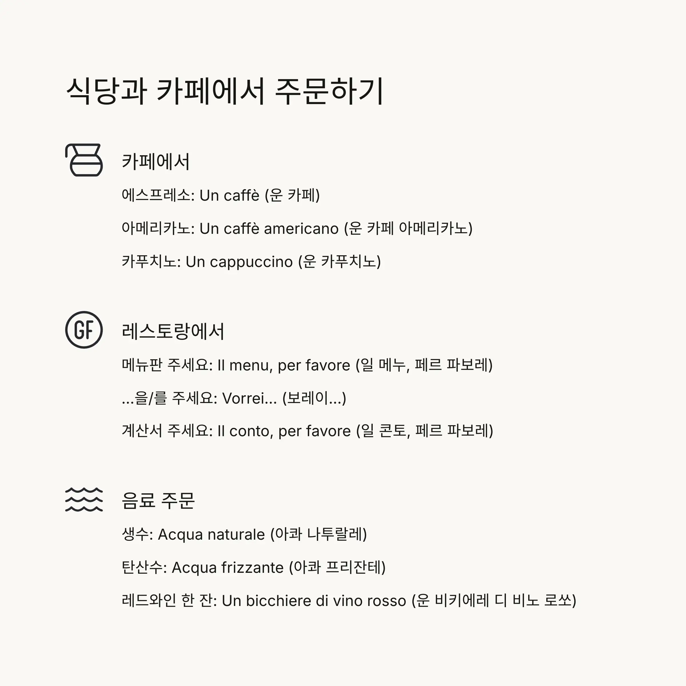 🍝 식당과 카페에서 자신있게 주문하기