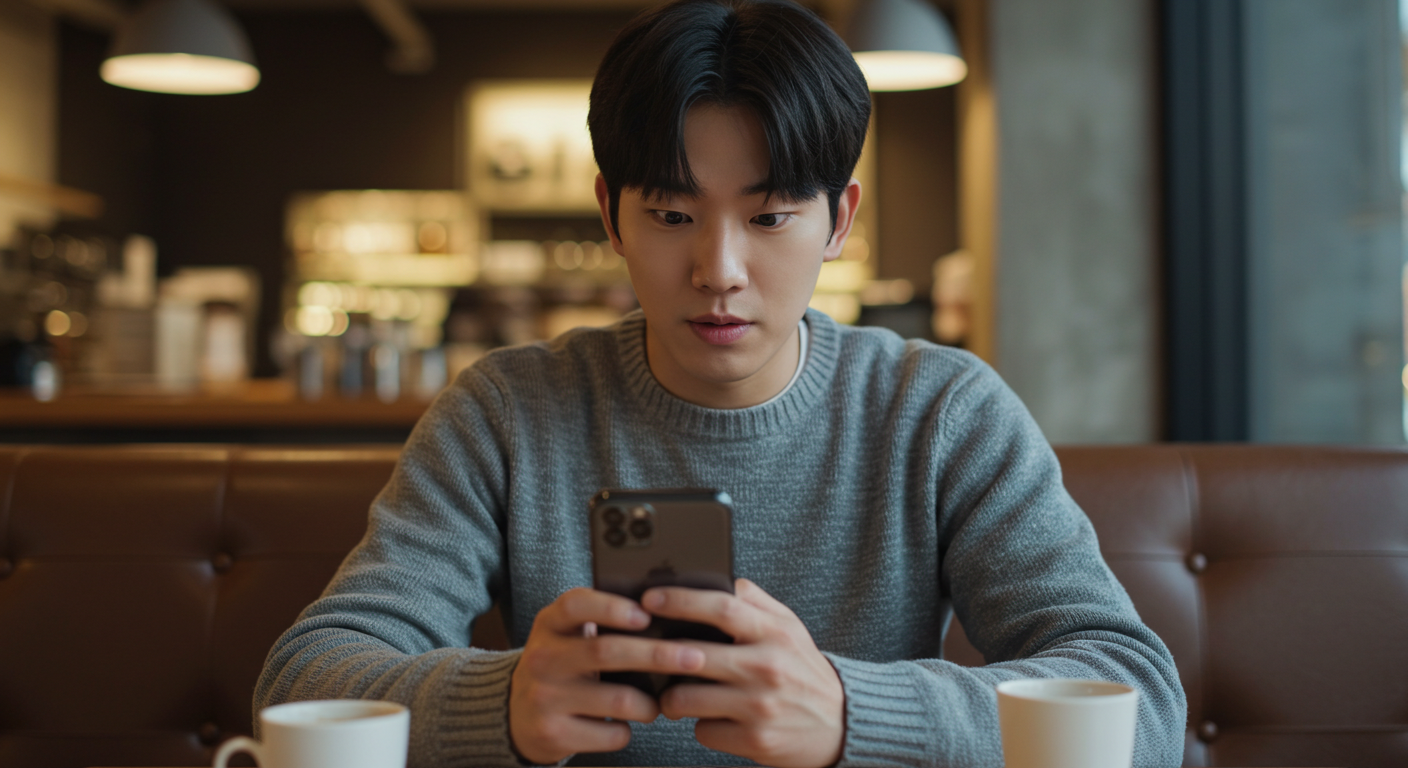 아이폰을 보는 남자