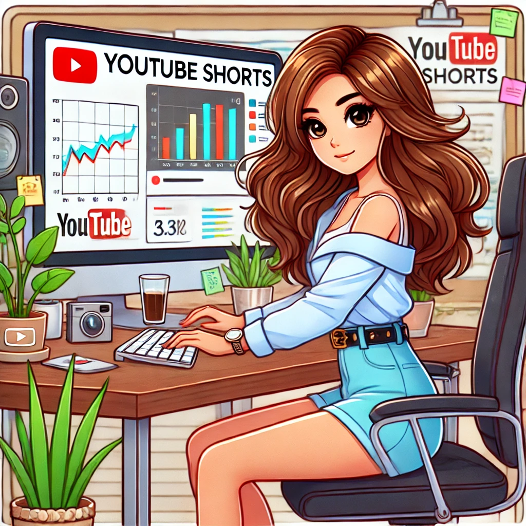 쇼츠 제작하는 여인