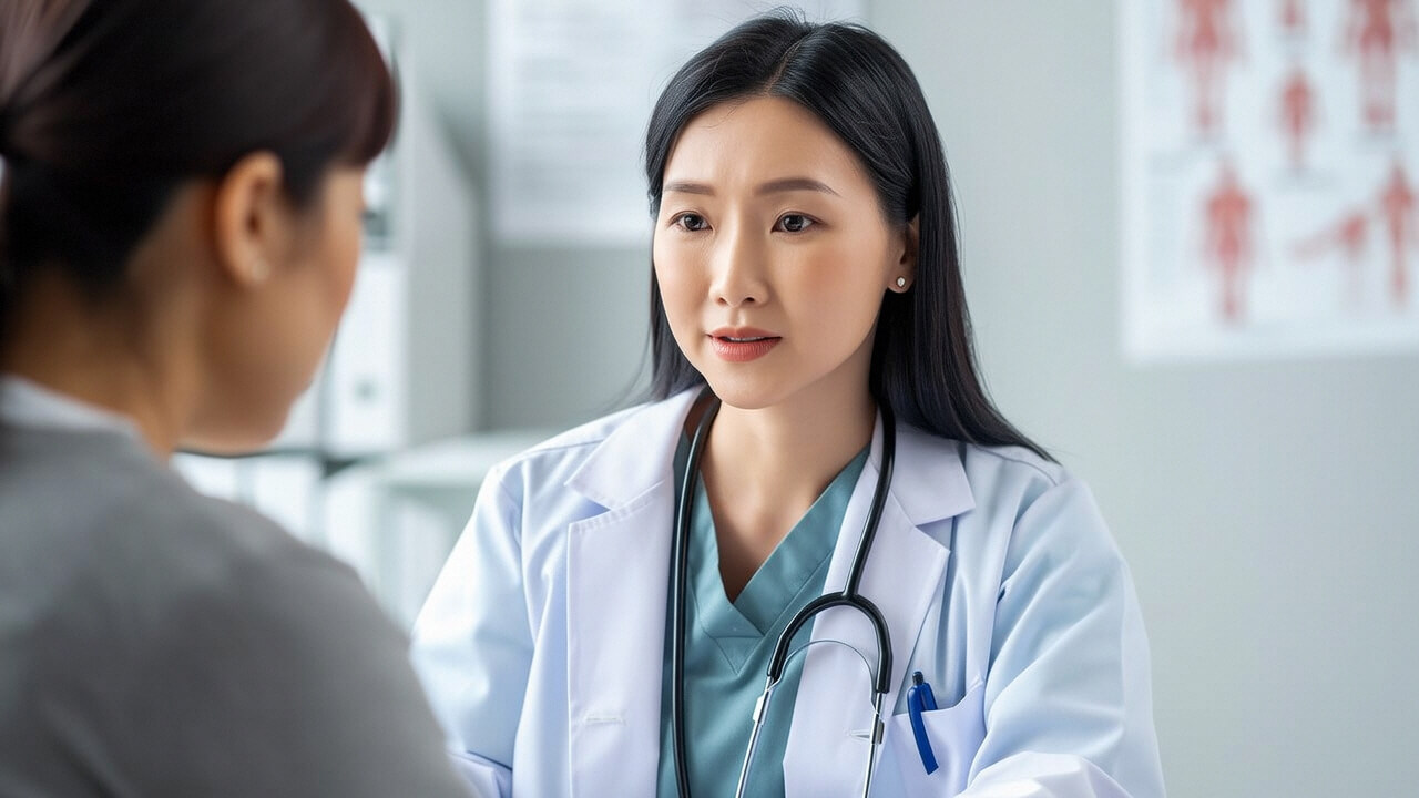 계유유산 설명을 듣고 있는 임산부