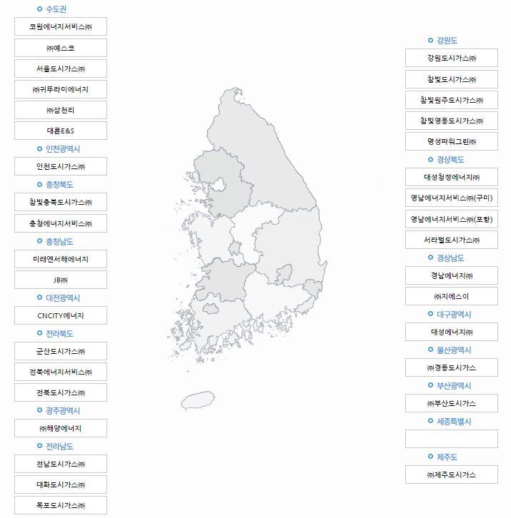 도시가스 업체 현황