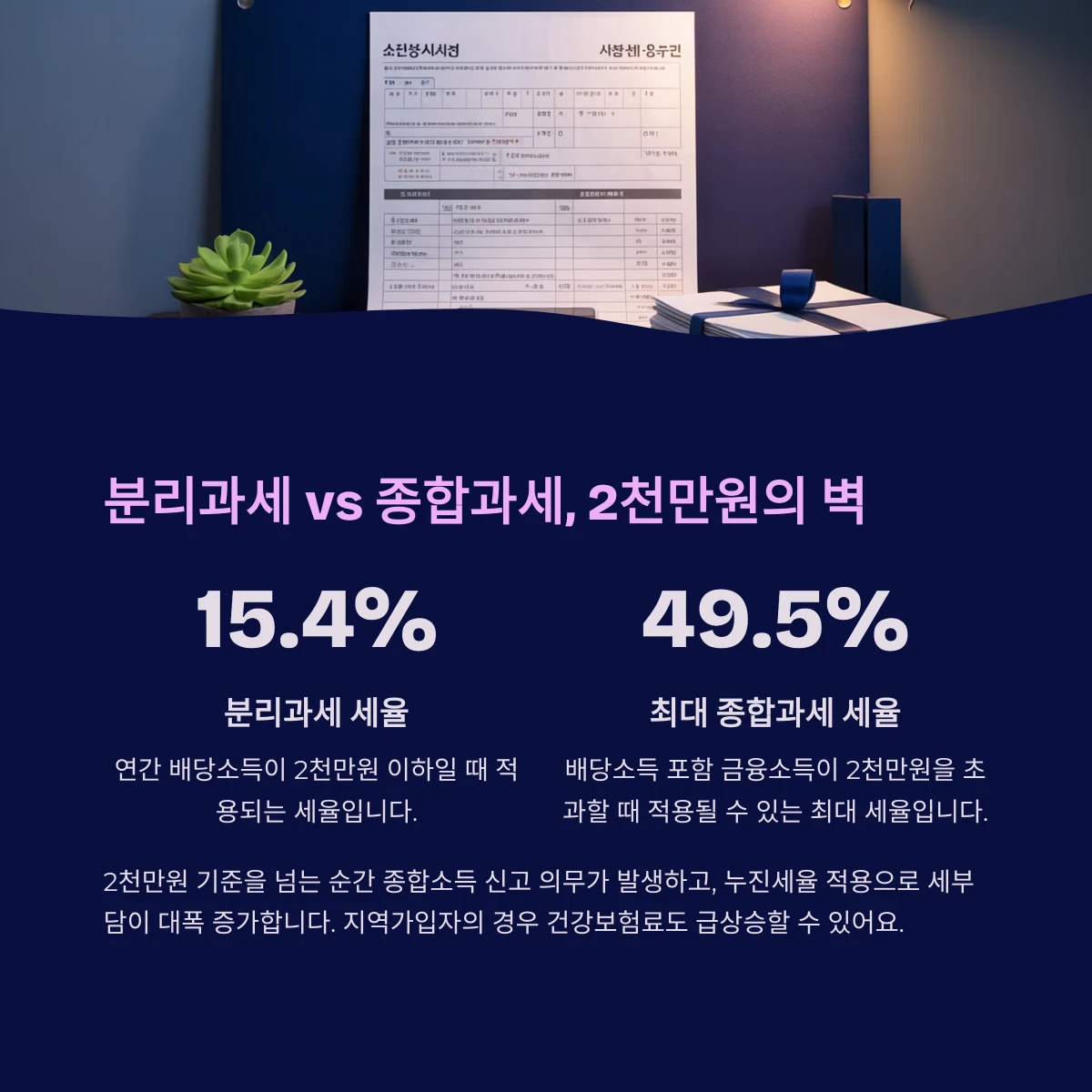 배당소득세 종류 세율 분리과세 종합과세 차이비교 장단점