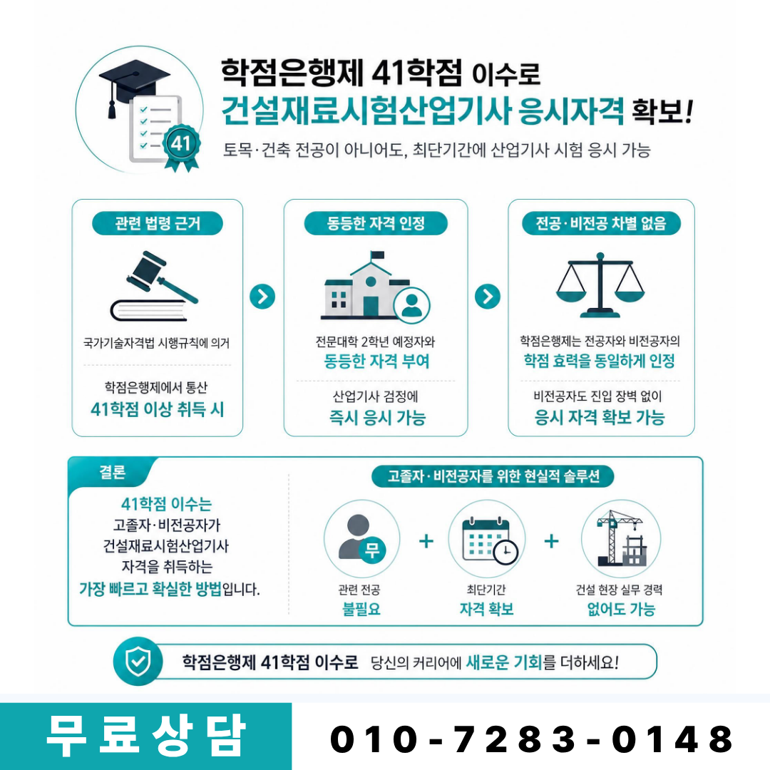 건설재료시험산업기사 학점은행제 41학점 준비과정