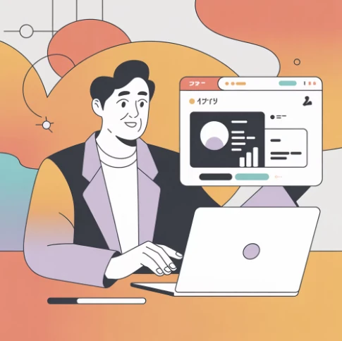 중장년이 재취업을 위해 평생교육 듣고 있는 모습 일러스트