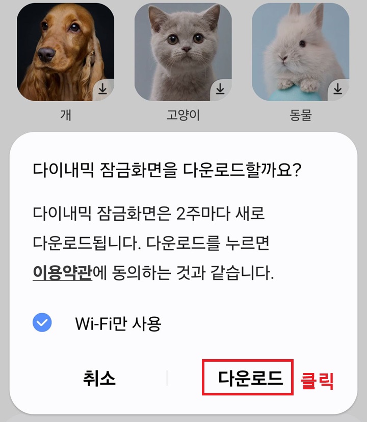 다운로드 버튼 클릭함