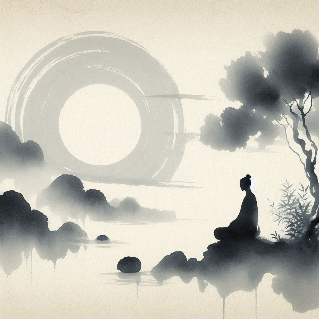 A pure life energy gently glows from a meditating figure
