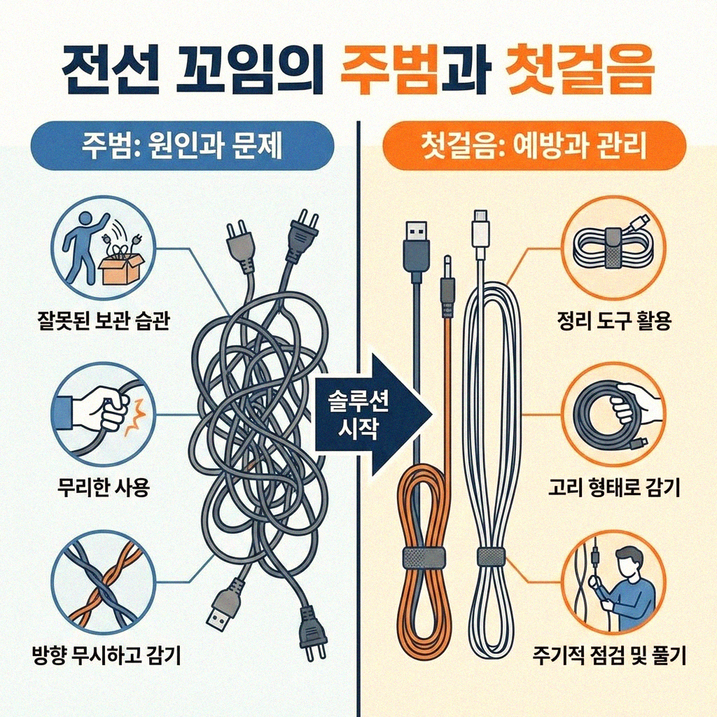 복잡한 전선 꼬임 속 시원하게 푸는 정리 비법