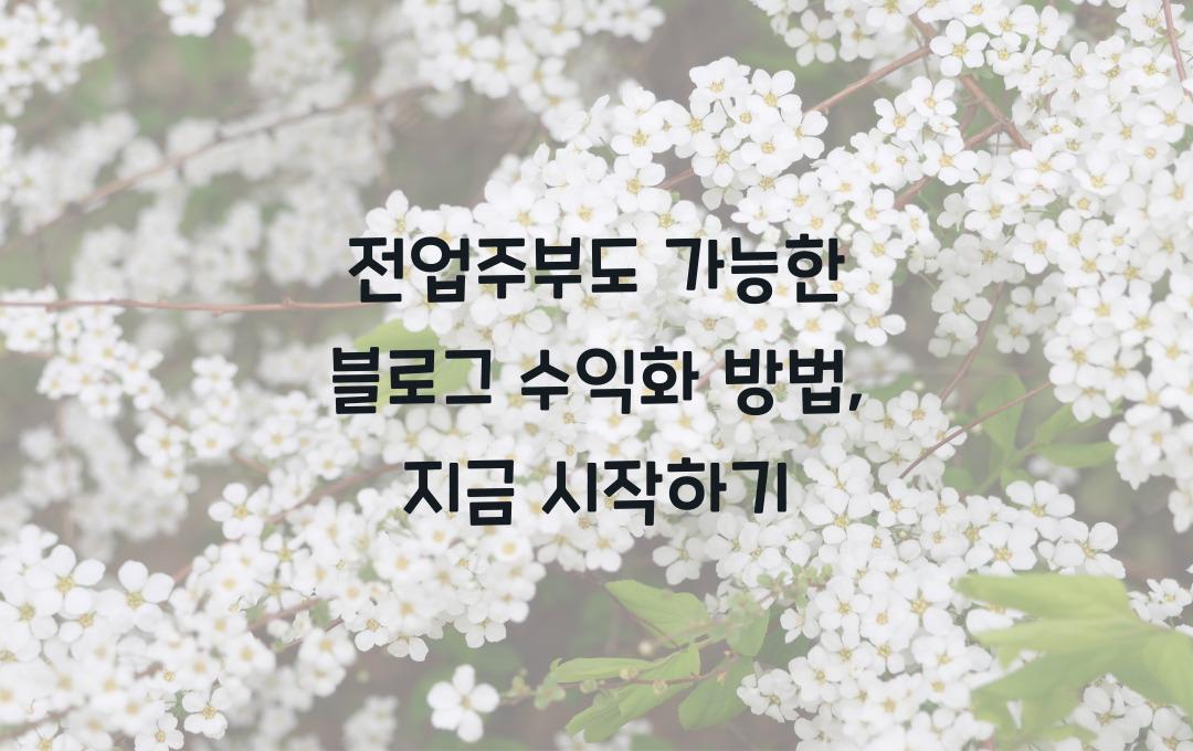 전업주부도 가능한 블로그 수익화 방법 (애드센스 & 쿠팡 파트너스)