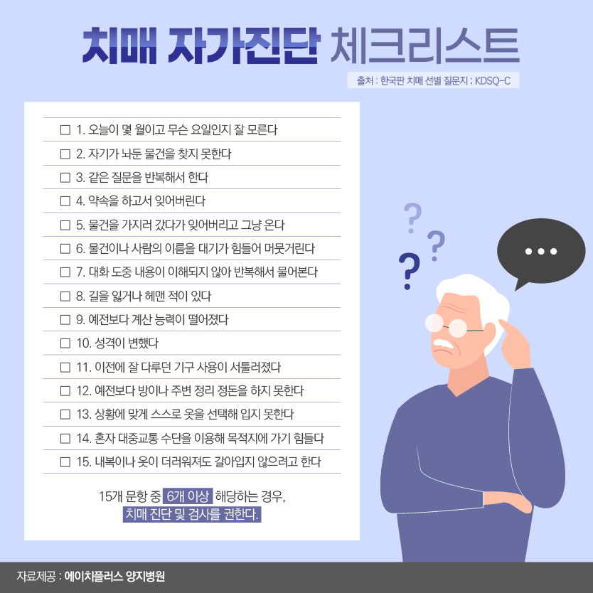 alt="치매 자가 진단 체크리스트"
