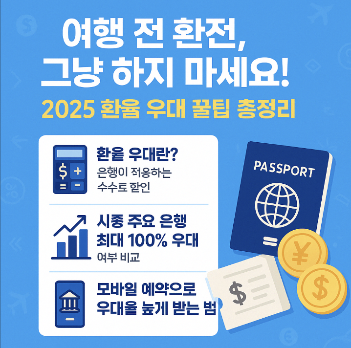 여행 전 환전, 그냥 하지 마세요! 2025 환율 우대 꿀팁 총정리-제작이미지