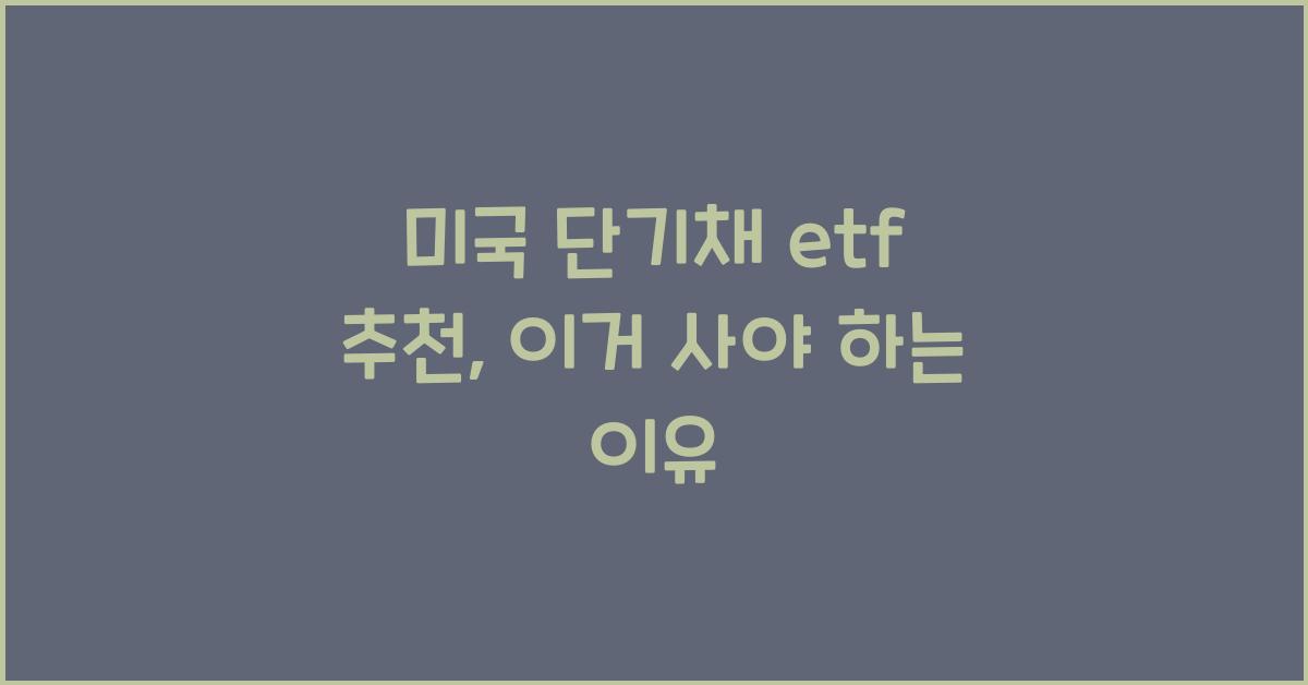 미국 단기채 etf 추천