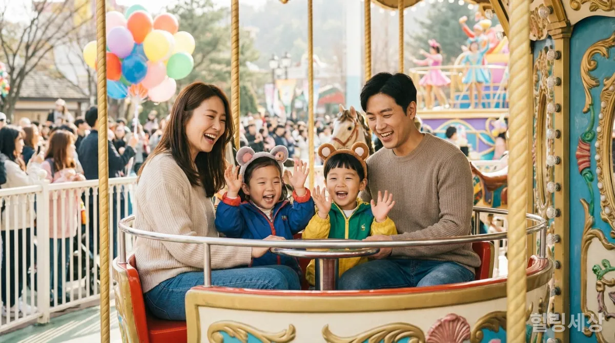 경기도 테마파크에서 즐거운 시간을 보내는 가족