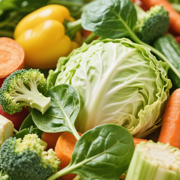 양배추, 브로콜리, 시금치가 포함된 신선한 채소 모음