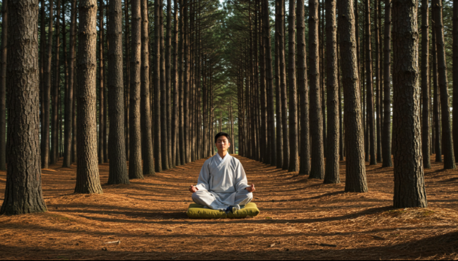 소나무 숲에서 명상하기