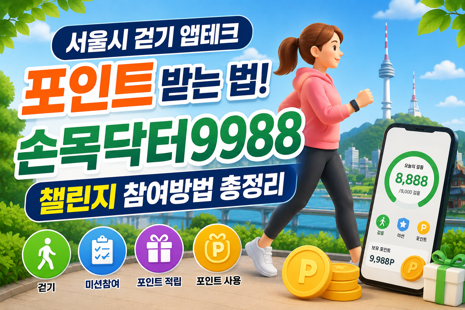 서울시 걷기 앱테크 포인트 받는 법! 손목닥터9988 챌린지 참여방법 총정리 관련 사진