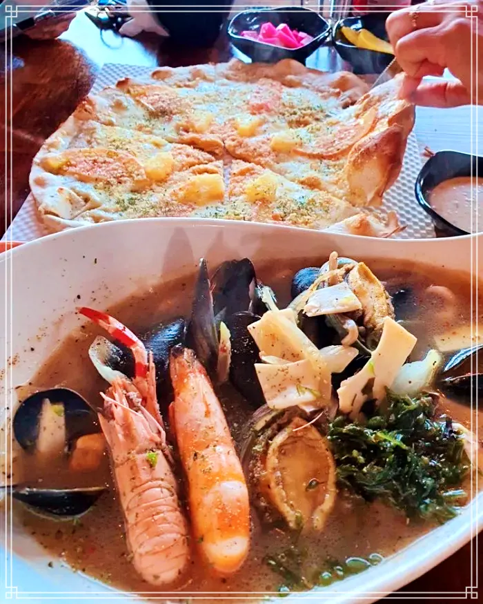 제주, 서귀포, 위미항 맛집 몸, 모자반, 퓨전 해물 짬뽕, 피자