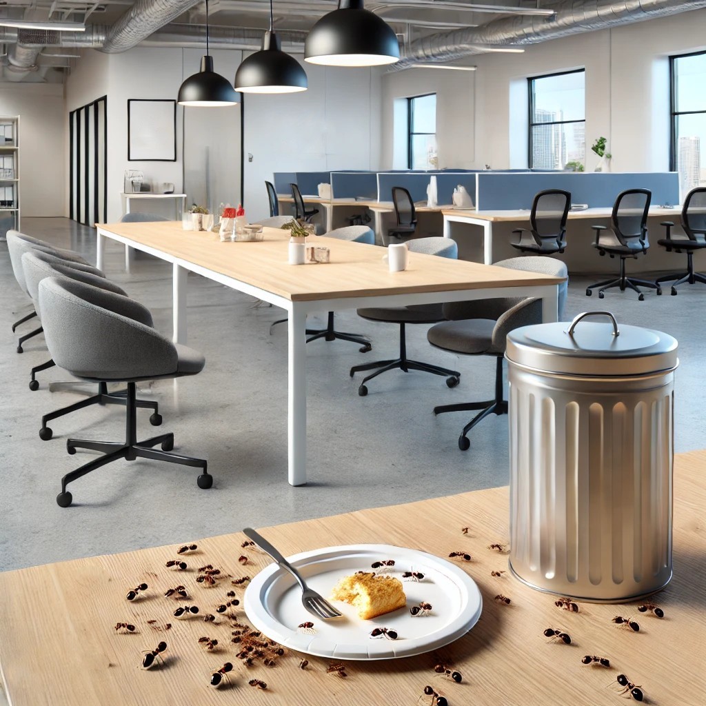 사무실에 남겨둔 음식물에 개미가 모이는 사진