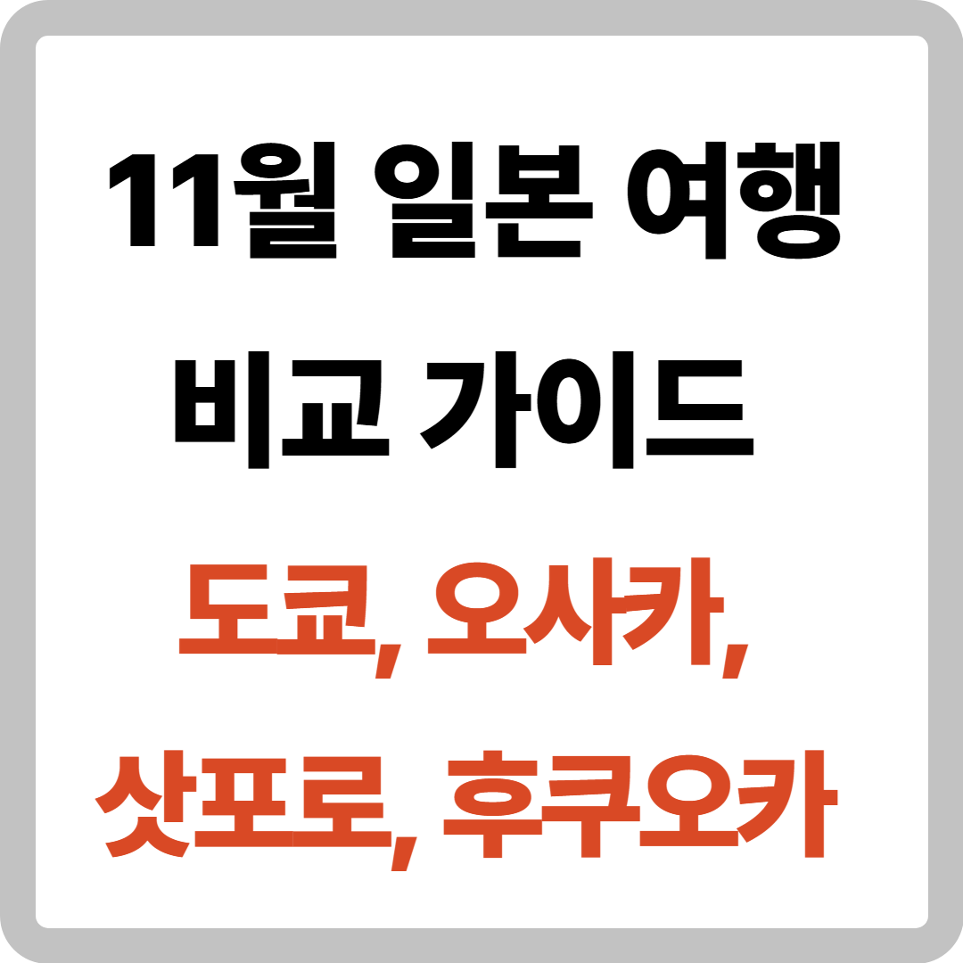 11월 일본 여행 비교 가이드: 도쿄·오사카·삿포로·후쿠오카