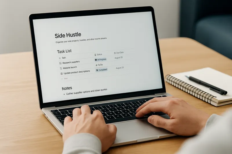 노션으로 할 일 목록을 정리하는 화면