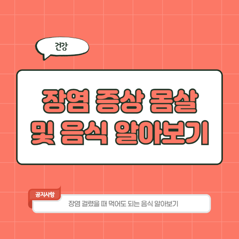 장염 증상 몸살 원인 걸렸을 때 먹어도 되는 음식