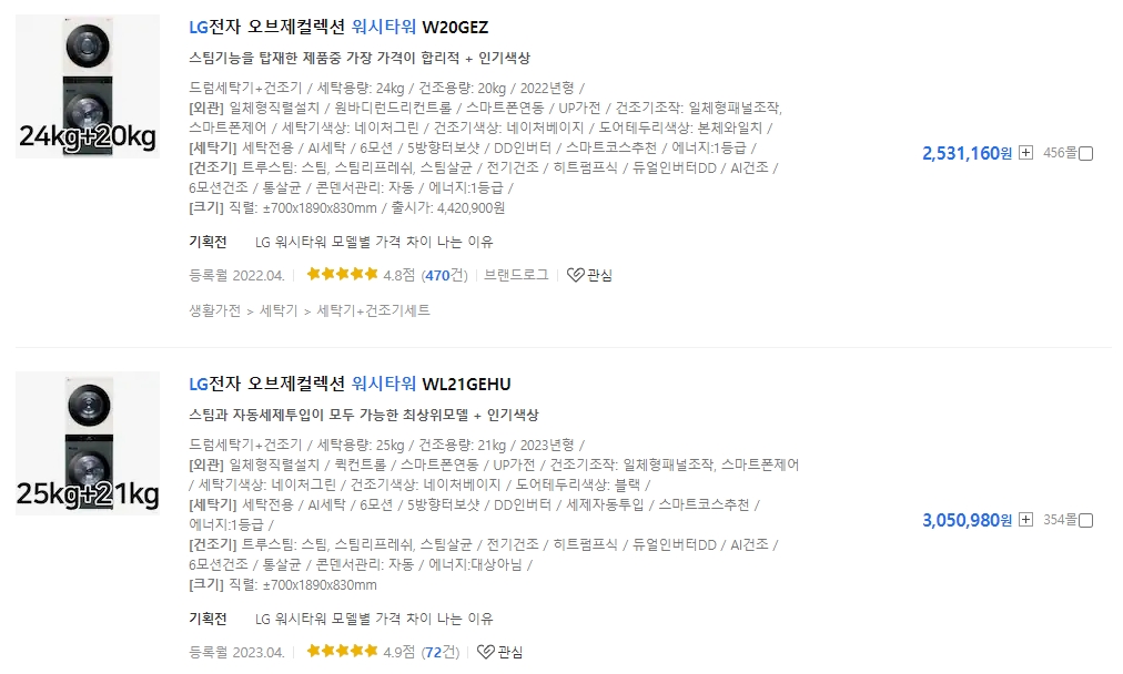 LG시그니처 세탁건조기