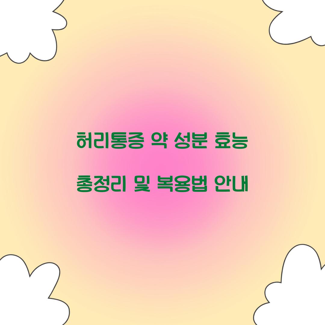 허리통증 약 성분 효능