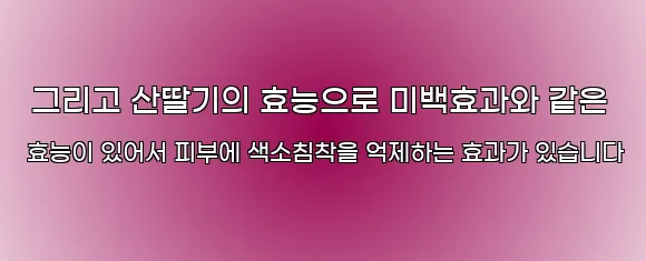  그리고 산딸기의 효능으로 미백효과와 같은 효능이 있어서 피부에 색소침착을 억제하는 효과가 있습니다