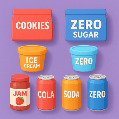 제로 표기된 다양한 식품들