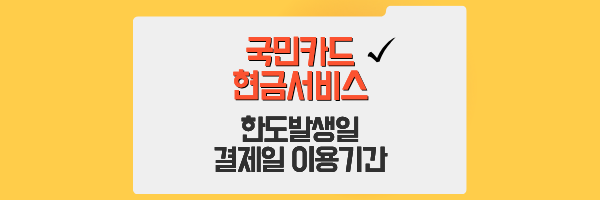 국민카드 현금서비스 한도발생일