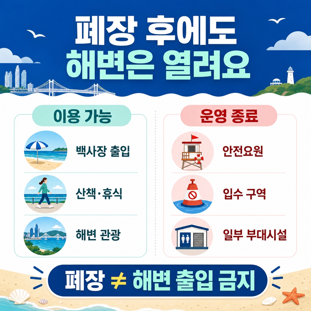 폐장 후에도 열려 있는 부산 바다