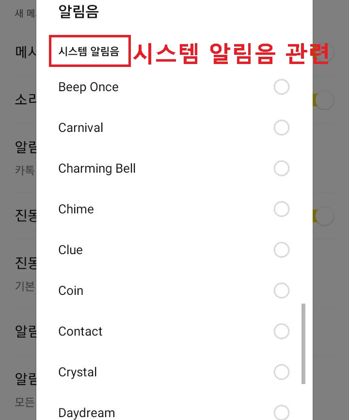 시스템 알림음 여러개 보임