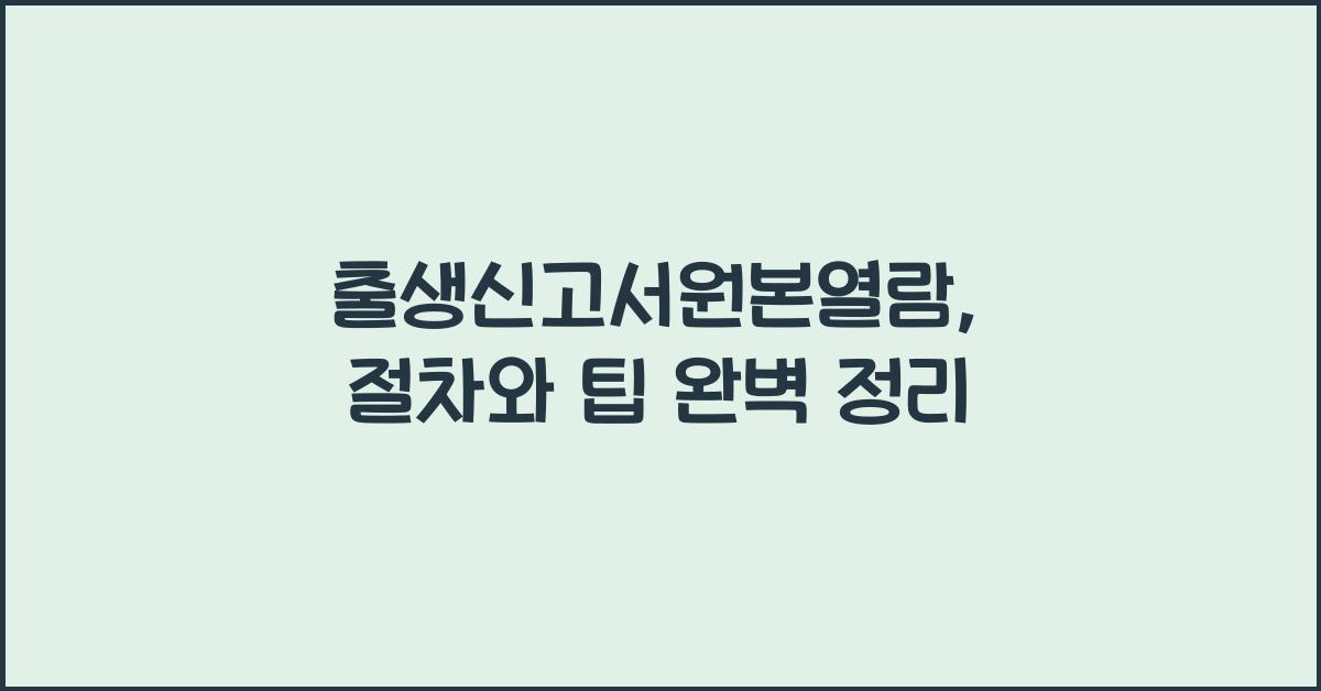 출생신고서원본열람