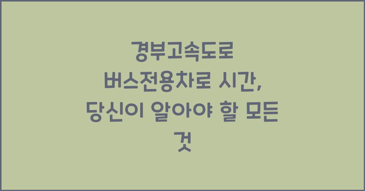경부고속도로 버스전용차로 시간
