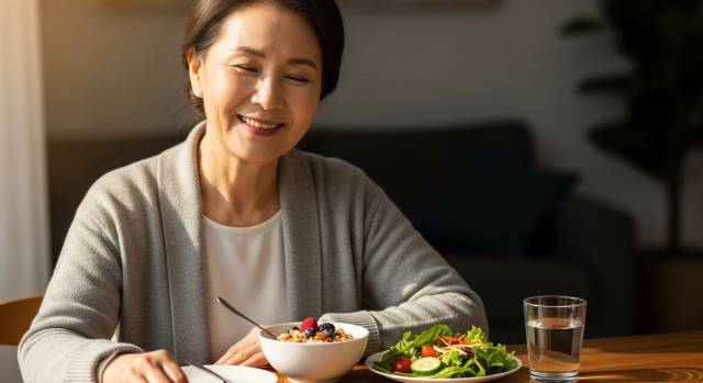 【IMG15 — 올바른 식단 관리로 건강을 회복하고 밝게 웃는 60대 한국인 이미지】