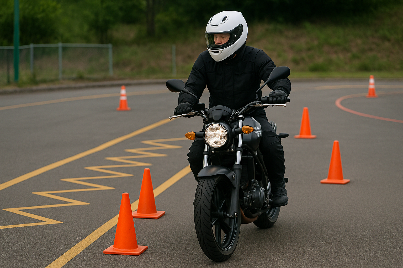 기능시험 코스 연습중인 라이더