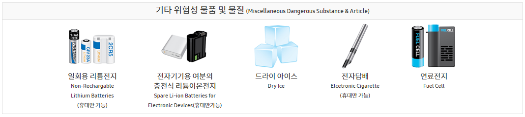 기타 위험성 물품 및 물질
