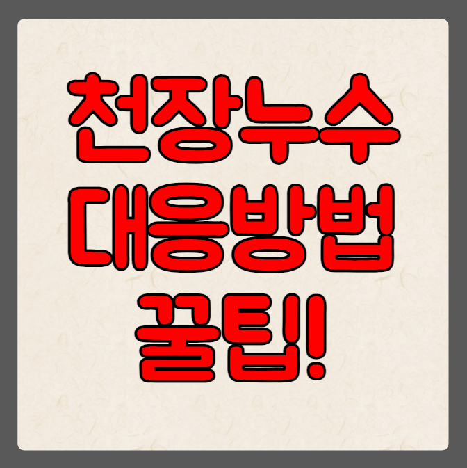 천장 누수 원인 대응방법